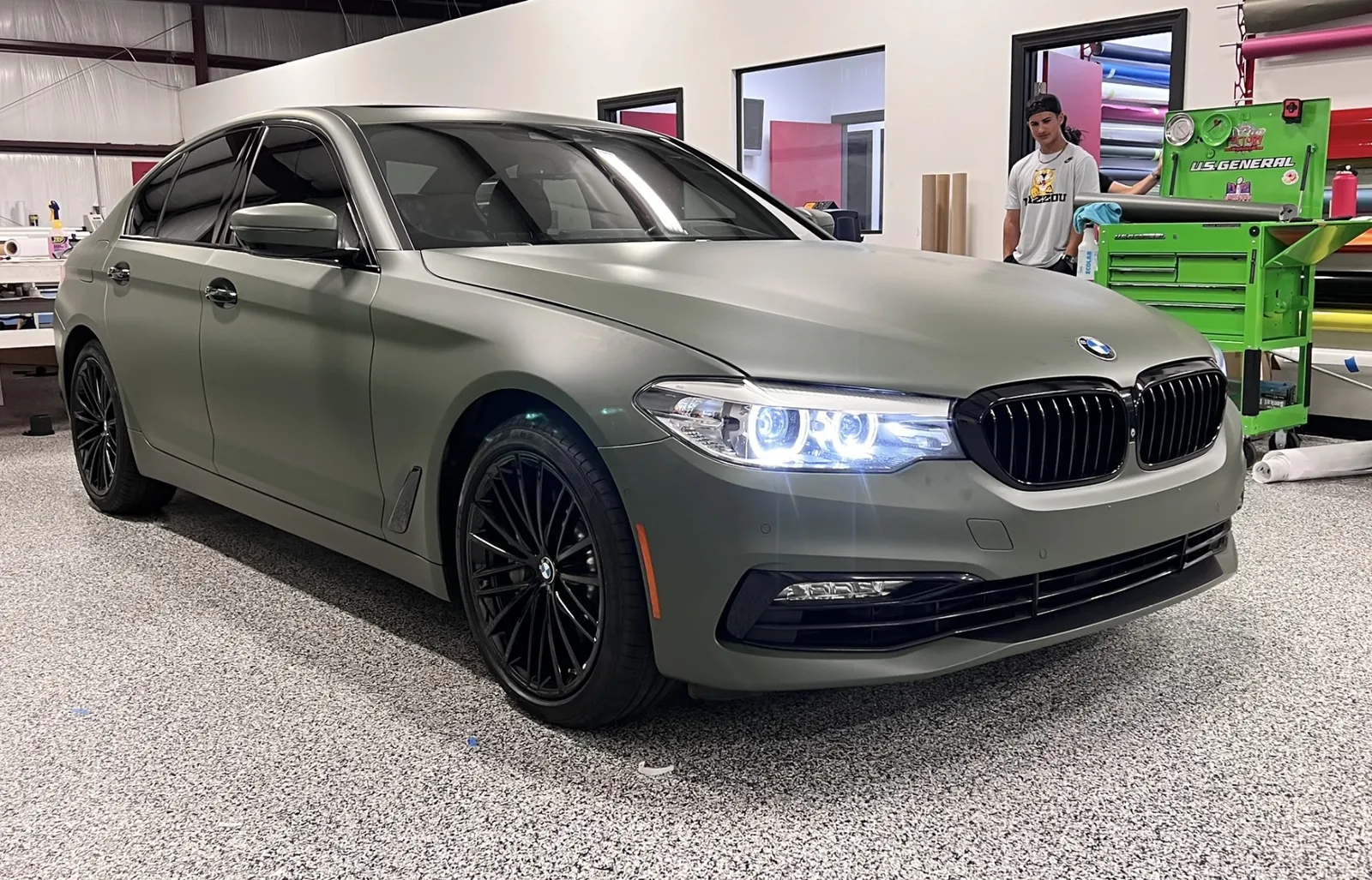 Matte army green — BMW 5 Series